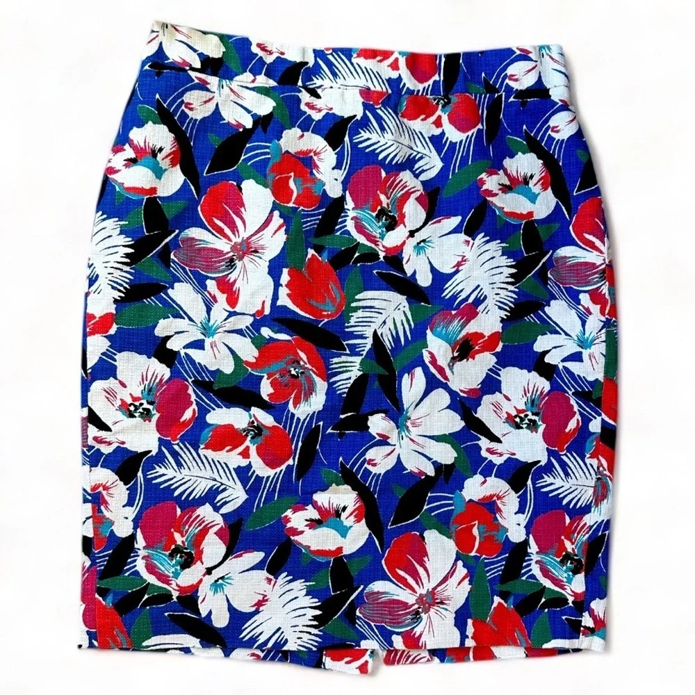J. Crew Women’s Floral Basket Weave Cotton Pencil Skirt Size 2